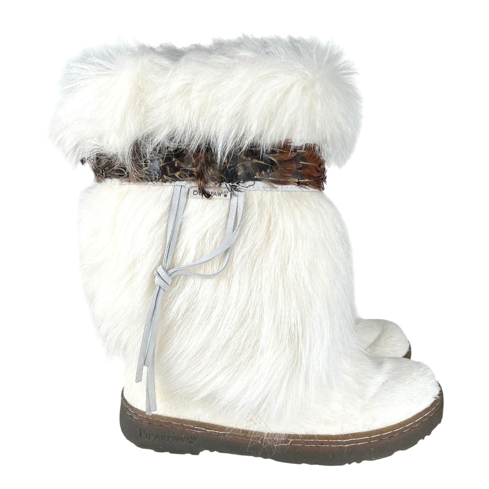 Bearpaw Kola II Womens White Goat Fur Yeti Boots Size 8